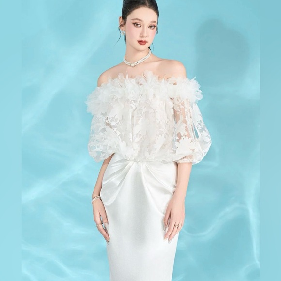 MEAN BLVD - Lolabelle Sheath Off-Shoulder Silk Chiffon Midi Dress